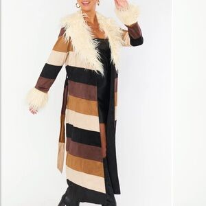 Show Me Your MuMu Black and Cream Faux Fur jacket worn once like new